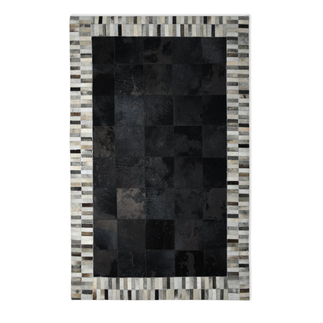 Cowhide Leather Rug, Luxurious Diamond Carpet, Hair On Geometric Patchwork Leather Carpet, Western, Vintage Rugs for Bedroom, Hallway and Entryway Rug (4x6 ft)