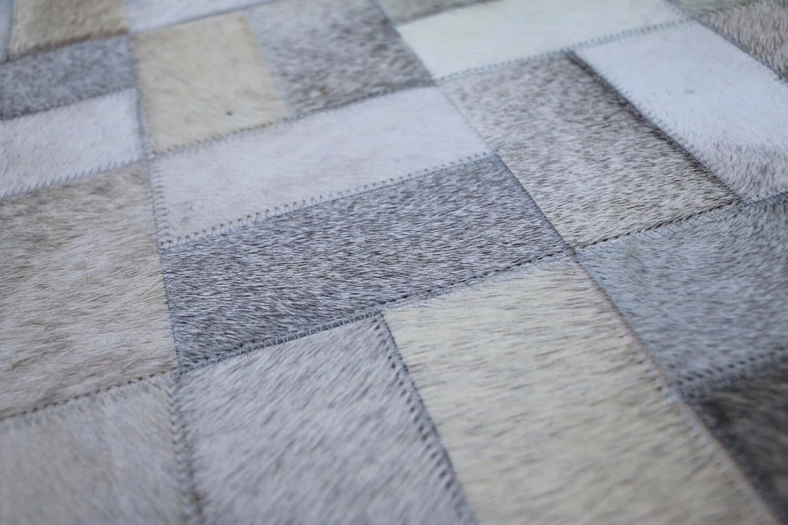 Rahman Area Rugs | Premium Cowhide Leather Carpets | Luxurious Grey Striped Rug for Living Room | Modern Home Decor Accent | Western Area Rugs for Bedroom, Dining Room Hallway and Entryway (4x6 ft)