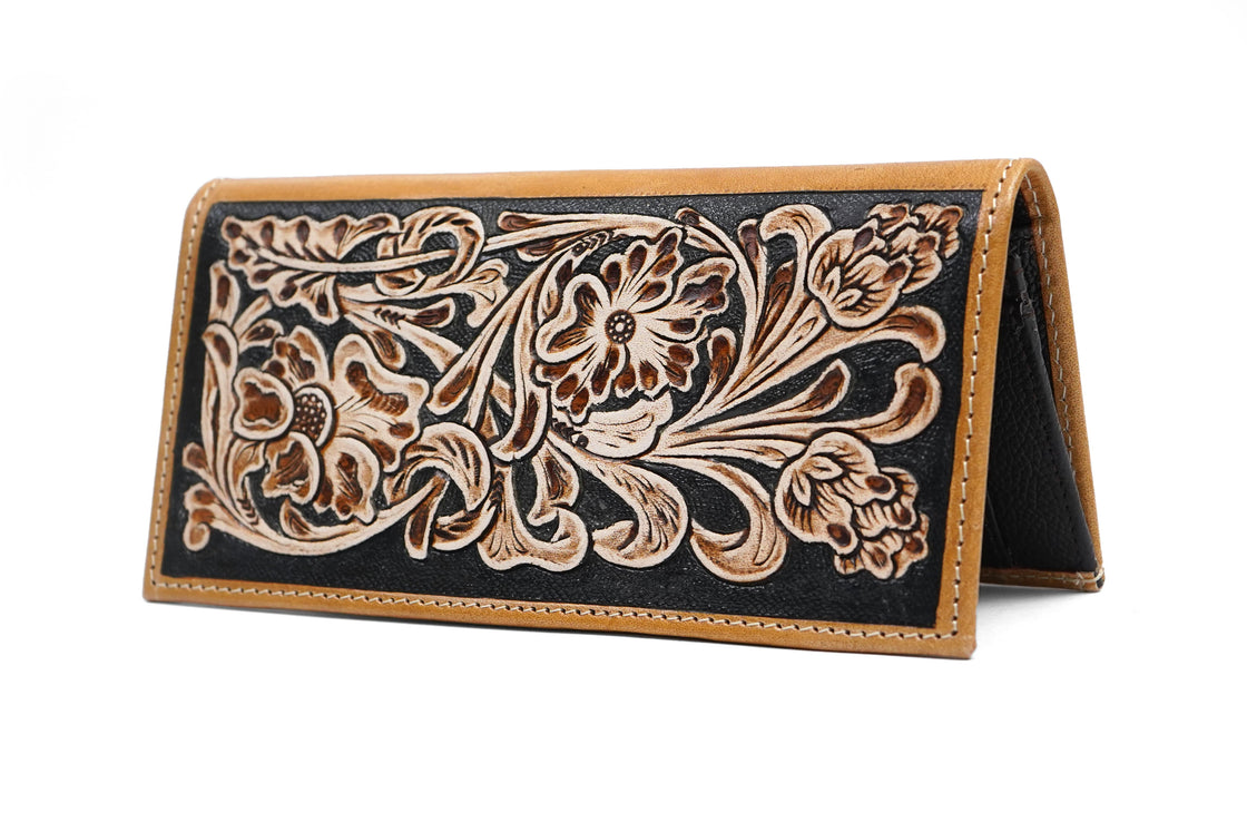 Western Style Men's Long Wallet Hand Tooled Carving Leather Hot Sale Fashion Stylish Cash Holder Gift for Him